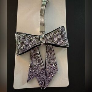 Rhinestone Lavender Bow Keychain Charm